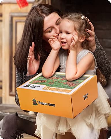 SainSmart Jr. 665 PCS Wooden Log Cabin Set Building House Toy for Toddlers, Classical STEM Construction Kit Compatible with Lincoln Logs for 3+ Kids - Image 7
