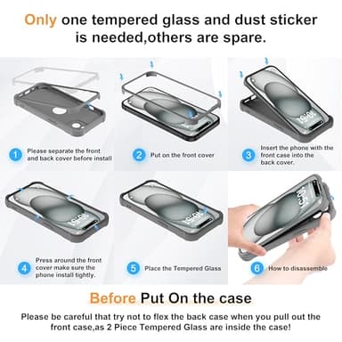 ORETECH for iPhone 15 Plus Case, with [2 x Screen Protectors] [15 Ft Military Grade Drop Test] [Full Camera Protection] 360° Full Body Shockproof Phone Case iPhone 15 Plus Cover 6.7" Space Grey - Image 7
