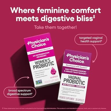 Physician's Choice Probiotics - PH Balance, Digestive, UT, & Feminine Health - 50 Billion CFU - 6 Unique Strains for Women - Organic Prebiotics, Cranberry Extract+ - Probiotic - 60 CT - Image 5