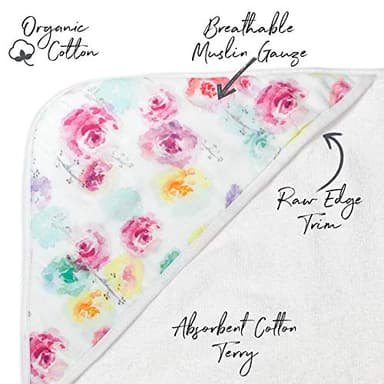 HonestBaby unisex baby 2-Pack Organic Cotton Hooded Towels Bandana, Rose Blossom, One Size US - Image 2
