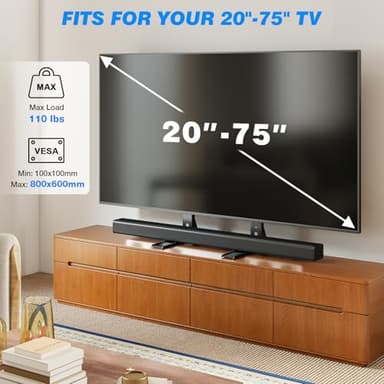 Rfiver Universal TV Stand for 20-75 inch Flat Curved TVs, Height Adjustable Table Top TV Stand, TV Feet with Cable Management,Steel Replacement TV Legs Holds up to 110 lbs, Max VESA 800x600mm, Black - Image 2