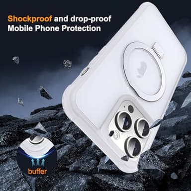 SKYLMW Compatible with iPhone 14 Pro Max Case with Invisible Magnetic O-Ring Stand Military-Grade Phone Case for iPhone 14 ProMax 6.7" [Compatible with Mag-Safe][Great Grip Feeling],Translucent - Image 7