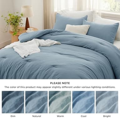 Bedsure Super King Size Comforter Set, Grayish Blue Soft Prewashed Bedding for All Seasons, 3 Pieces GentleSoft™ Bed Set, 1 Lightweight Comforter (120"x120") and 2 Pillowcases (20"x36") - Image 7
