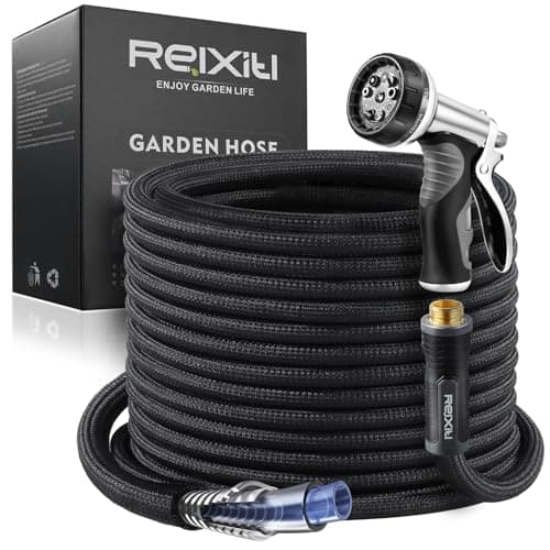 Relxitl Garden Hose, Flexible Water Hose, Ultra Lightweight Non-Expanding hose with 10 Function Sprayer, Leak proof, Pressure Resistant for Yard, Outdoor (Black, 50FT) - Image 1