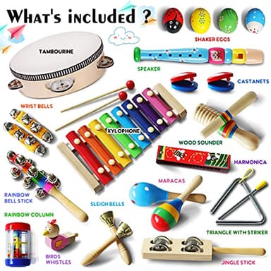 LOOIKOOS Toddler Musical Instruments,Wooden Percussion Instruments Toy for Kids Baby Preschool Educational Musical Toys Set for Boys and Girls with Storage Bag - Image 6