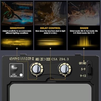 MIGVAN Welding Helmet Auto Darkening True Color Large Viewing, Welding Hood Solar/Rechargeable Battery Powered, Wide Shade 4/5-13 with 4 Arc Sensor, Optical Clarity Welder Mask for TIG MIG ARC Grind - Image 9