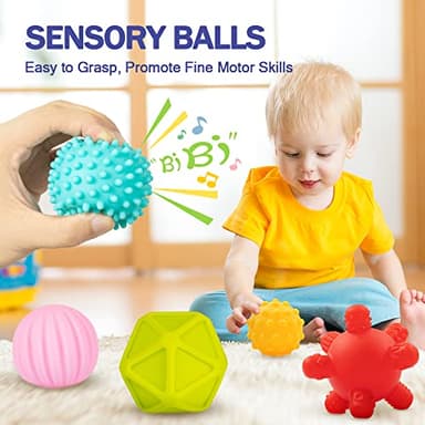 Jyusmile Baby Toys 6-12 Months, Montessori Toy for Babies 6-12 Months, Incl Stacking Building Blocks & Soft Infant Teething Toys & Sensory Balls for Toddlers 0-3-6-9-12 Month - Image 6