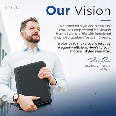 STYLIO Zipper Padfolio Portfolio Binder Organizer | Faux Leather Portfolio for Resume, Documents, Phone, Tablet, Business Supplies and Cards | Notebook Organizer with Letter Sized Notepad Included - Image 3