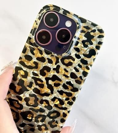 Qokey for iPhone 14 Pro Case, Classtic Glitter Sparkly Leopard Design,Cute Luxury Translucent Clear Soft Slim Shell TPU Protective Phone Cover for Women Girls,Gold Cheetah - Image 6