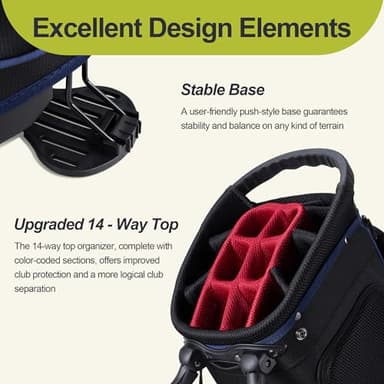 GoHimal 14 Way Golf Stand Bag, Golf Bags for Men with Stand,Top Dividers Ergonomic with 10 Pockets - Image 3