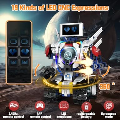 VOPOGLNE 5 in 1 STEM Robot Building Kit, APP & Remote Control Screen Building Toys, Eye Coding Robots Rechargeable, 620Pcs DIY Super Warriors for Kids Learning, Boys Girls Birthday Gifts - Image 3