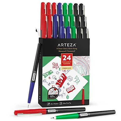 ARTEZA Permanent Markers, 24 Pens, 4 Classic Colors - Image 1
