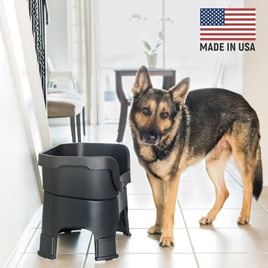 Neater Feeder Deluxe Mess Proof Dog Bowls Elevated for Large Dogs – Made in USA – No Spill Raised Dog Food Bowl Stand w/Leg Extensions – Stainless Steel Dog Food and Water Bowl Set – Black - Image 2