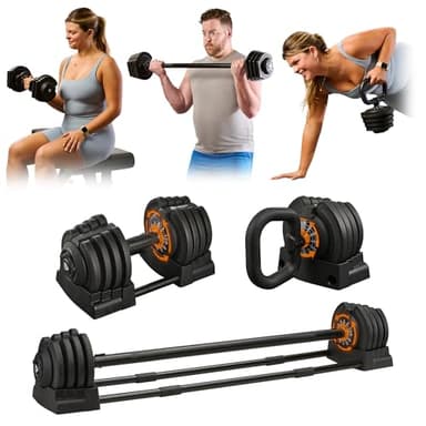 LifePro Adjustable Dumbbells Set/Single - 15lb 43lb 55lb 25 lb Dumbbell Sets with Rack - Quick Adjust, Secure Grip weights dumbbells set - Compact Hand Weights for Women/Men at Home Gym - Image 1