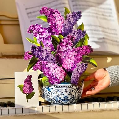 Freshcut Paper Pop Up Cards, Garden Lilacs, 12 Inch Life Sized Forever Flower Bouquet 3D Popup Greeting Card, Birthday Cards, Thank You Card, Blank Notecard & Envelope - Image 8
