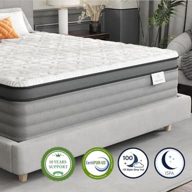Onlylucky California King Mattress - 12 Inch Gel Memory Foam Mattress with Individual Pocket Spring for Pressure Relief & Motion Isolation, Premier Comfort Night Sleep, Enhance Support Hybrid Bed - Image 6