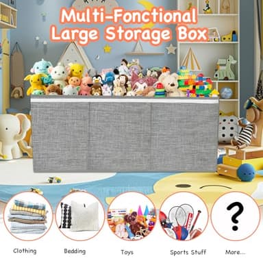 Boxgambol Extra Large Toy Box, Toy Storage Organizer with Lid, Oxford Fabric Collapsible Sturdy Toy Chest Bins Baskets for Livingroom,Playroom, Nursery, Bedroom, Closet (Light Grey) - Image 5