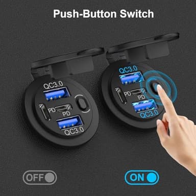 2 Pack 12V USB Outlet 4 Port Car Charger, 78W Super Fast Dual PD3.0 & QC3.0 Multiple USB Port for Car, USB C Cigarette Lighter Replacement 12 Volt Socket Waterproof for Marine Boat Motorcycle RV Golf - Image 5