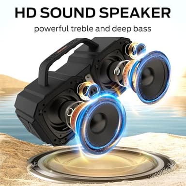 BUGANI Shock Bluetooth Speaker, Portable Bluetooth 5.3, Waterproof, 60W Super Power, Outdoor Speaker, Black(New Model) - Image 3