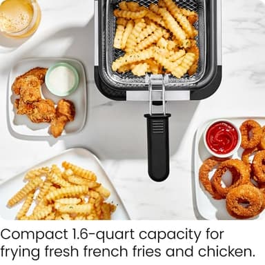 Chefman Fry Guy, The Most Compact & Convenient To Deep Fry Comfort Food, Restaurant-Style Basket With A 1.6-Quart Capacity, Easy-View Window & Adjustable Temp Control, Stainless - 1.5 Liter - Image 3