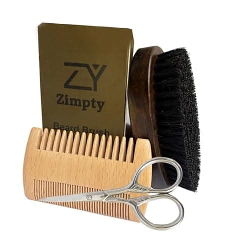 Beard Grooming Kit, Beard Care Set, Men's Grooming Kit, Beard Trimming Kit, Natural Boar Bristle Brush and Pear Wood Comb Set for Men - Dual Action Grooming for Beards and Mustaches - Image 1