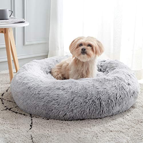 WESTERN HOME WH Calming Dog Bed & Cat Bed, Anti-Anxiety Donut Dog Cuddler Bed, Warming Cozy Soft Dog Round Bed, Fluffy Faux Fur Plush Dog Cat Cushion Bed for Small Medium Dogs and Cats - Image 1