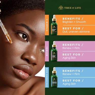 Tree of Life Beauty Facial Skin Care Set, Brightening, Firming, Hydrating, Dry Face, Dermatologist Tested - Trio Power Kit, Vitamin C, Retinol and Hyaluronic Acid, 3 count of 1 Fl Oz - Image 3