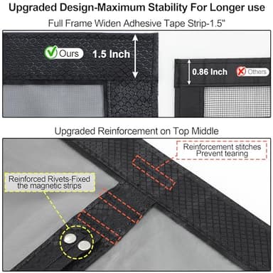 High Density Magnetic Screen Door,Reinforced Thicker Mesh,Full Strip Magnets,Retractable Door Screen Magnetic Closure,Heavy Duty Door Net Screen Magnet for Single Door 36x80 - Image 6