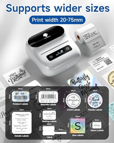 Phomemo M220 Label Maker, New Flagship 3.14 Inch Bluetooth Portable Thermal Label Printer for Barcode, Address, Labeling, Mailing, File Folder, Easy to Use, Support Phone&PC - Image 2