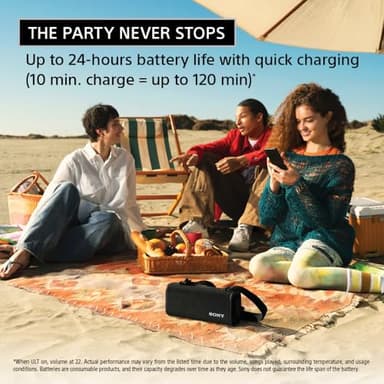 Sony ULT Field 3 Wireless Portable Bluetooth Speaker, IP67 Waterproof, Dustproof, Rustproof, and Shockproof with Enhanced Bass, 24 Hour Battery and Shoulder Strap (SRSULT30B), Black - Image 6