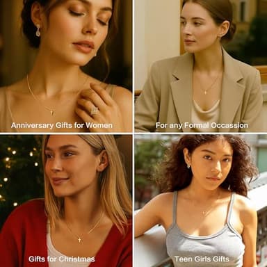 Poxtex Gold Cross Necklace for Women Girls Dainty Cute 14K Gold Plated Small Cross Pendant Trendy Jewelry Non Tarnish Waterproof Simple Tiny Necklace Religious Christian Baptism Jesus Faith Gifts Stuff - Image 6