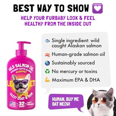 Wild Alaskan Salmon Oil for Dogs & Cats - Pure Fish Omega 3 6 9 Liquid EPA DHA Fatty Acids - Skin & Coat Supplement - Supports Joint Function, Brain, Eye, Immune & Heart Health - Made in USA 32 oz - Image 3