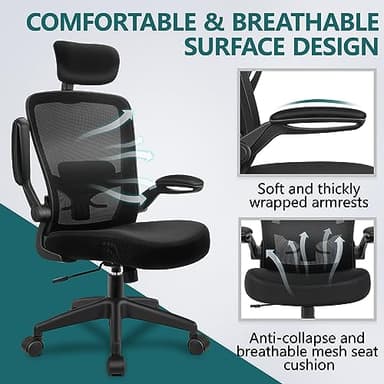 FelixKing Office Chair, Desk Chair with Adjustable Lumbar Support, Ergonomic Computer Chair with High Back and Armrest, Adjustable Height Gaming Chair Home Office Swivel Chair(Black) - Image 8