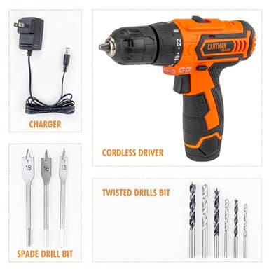 CARTMAN Power Tool Combo Kits with 12V Cordless Drill, Professional Household Home Tool Kit Set, DIY Hand Tool Kits for Garden Office House Repair, with a Robot Style Carry Box - Image 4