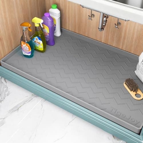 TigeJoy Under Sink Mat 19" x 19" - Silicone Sink in Kitchen and Bathroom Organizers and Storage, Waterproof Protector for Drawer Shelf and Cabinet Liner, Flexible Sink Drip Tray - Image 1