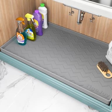 TigeJoy Under Sink Mat 19" x 19" - Silicone Sink in Kitchen and Bathroom Organizers and Storage, Waterproof Protector for Drawer Shelf and Cabinet Liner, Flexible Sink Drip Tray - Image 1