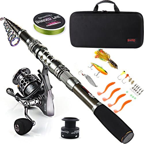 Sougayilang Fishing Rod Combos with Telescopic Fishing Pole Spinning Reels Fishing Carrier Bag for Travel Saltwater Freshwater Fishing-2.4M/7.87FT - Image 1