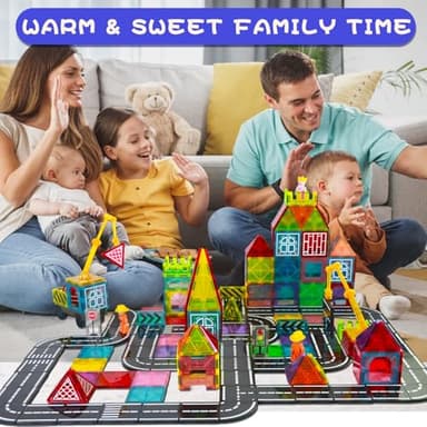 Magnetic Tiles Road Set with Crane for Kids Ages 3-5 4-8 5-7 Preschool City Construction Kids Games Toddler Magnet Building Toys for 3+ Year Old Boys Girls Gifts - Image 6
