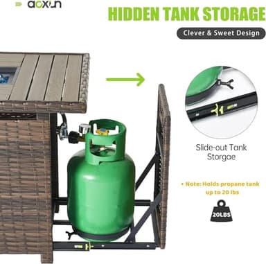 Aoxun 8PCS Patio Furniture Set with 40" Fire Pit Table Outdoor Sectional Sofa Sectional Wicker Furniture Set with Coffee Table for Patio Garden(8 PCS Brown) - Image 9