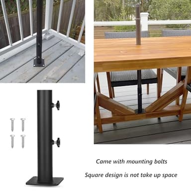 VANROUG Patio Umbrella Base Heavy Duty Umbrella Holder Outdoor Umbrella Base Stand Mount Double Hand-Turn Knob for Deck,Patio, Dock,Boat,Courtyard Balcony,Garden,Pontoons,Picnic Table - Image 5