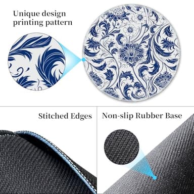 Hancynir Floral Flower Mouse Pad for Desk, Small Cute Mousepad with Non-Slip Base, Round Mouse Pads for Wireless Mouse Laptop Gaming, Computer Mouse Mat for Office Decor Desk Accessories Supplies - Image 5