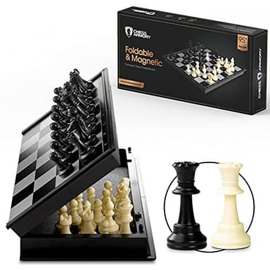 Chess Armory Magnetic 9.5 Inches Travel Chess Set - Folding Board with Storage Box & 2 Extra Queen. - Image 1