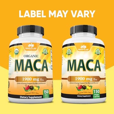 Organic Maca Root – Black, Red & Yellow – 1900 mg per Serving – 150 Capsules – Gelatinized Peruvian Maca – Non-GMO, Gluten-Free, Vegan - Image 3