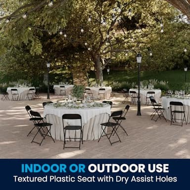 Flash Furniture Hercules Series Plastic Folding Chairs for Parties and Weddings, Stackable Commercial Event Seats with 650-lb. Static Weight Capacity, Set of 4, Black - Image 6