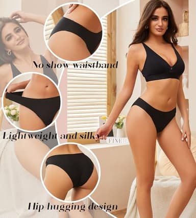 Seamless Underwear for Women Soft No Show Panties Sexy High Cut Invisible Hipster Silky Cheeky Ladies Bikini 6 Pack - Image 5