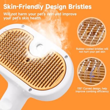 Pet Steam Brush for Dog & Cat – 3-in-1 Spray Hair Removal Comb – Steam for Shedding & Grooming – Water Brush for Long & Short Haired Pets – Spritz Defur Comb – Includes Waterless Shampoo - Image 6