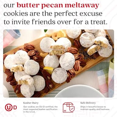 David's Cookies Butter Pecan Meltaways Sweet Sampler Tin - Butter Cookies with Crunchy Pecans, Soft, And Melt In Your Mouth Flavorful Cookies - Delicious Gourmet Food Gift For All Occasions 16oz - Image 4