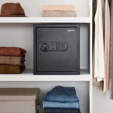 Amazon Basics Steel Home Security Electronic Safe with Programmable Keypad Lock for Documents, Jewelry, Valuables, 1.2 Cubic Feet, Black, 13"W x 13"D x 14.2"H - Image 6