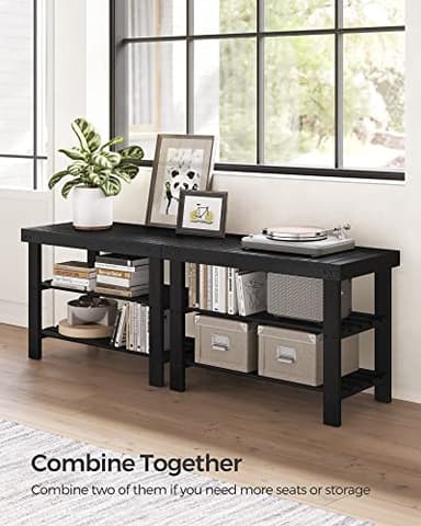 SONGMICS Shoe Rack Bench, 3-Tier Bamboo Shoe Storage Organizer, Entryway Bench, Holds Up to 286 lb, 11.3 x 27.6 x 17.8 Inches, for Entryway Bathroom Bedroom, Ink Black ULBS04H - Image 6