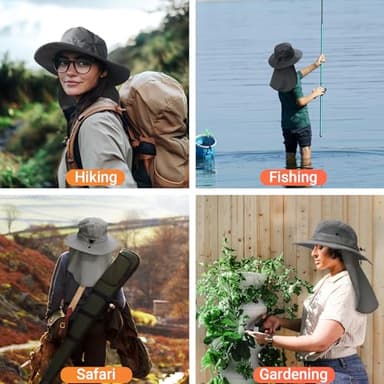 NPQQUAN Sun Hats for Men Women with Neck Flap UPF 50+ UV Protection Wide Brim Bucket Hat Safari Hiking Fishing Hats Green（Neck Flap） - Image 7